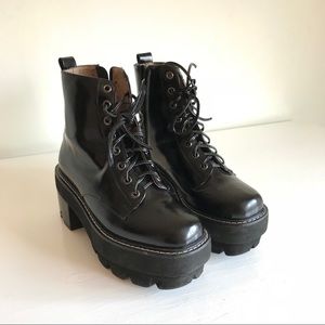 Jeffrey Campbell Siglin Black Leather Boots Size 7